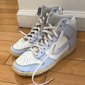 Nike High-Top Sneakers in White and Light Blue